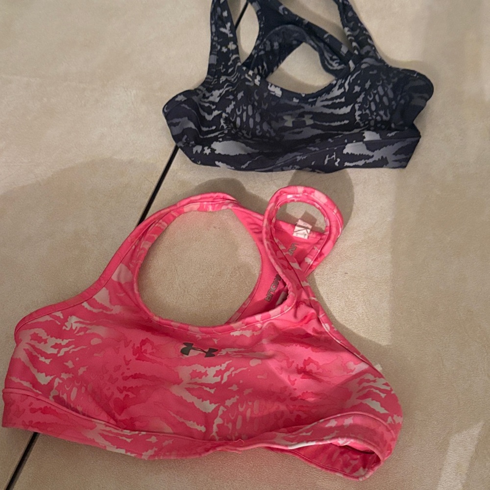 Under Armour Camo Sports Bras - Pink and Black